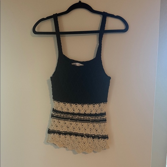 Zara Tops - Zara Black and Cream Crochet Tank Top